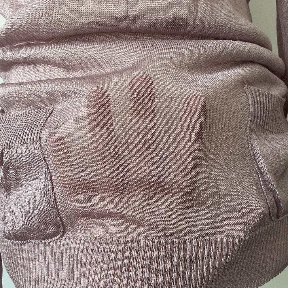 Violet Long Sleeve Sheer Top with Tiny Pockets - Picture 7 of 9
